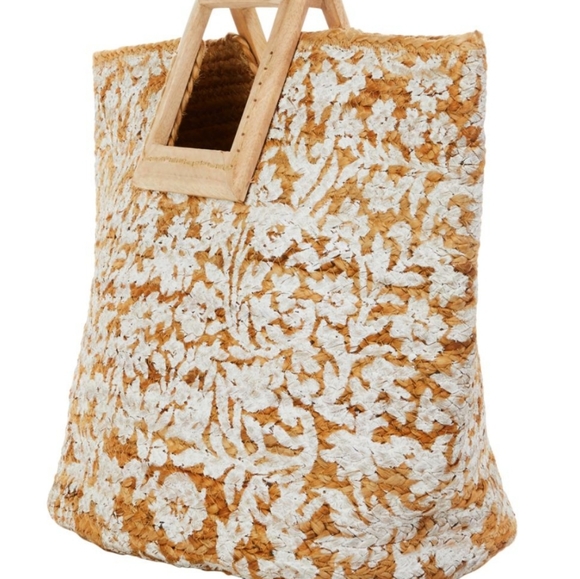 Printed Straw Tote - Picture 6 of 7